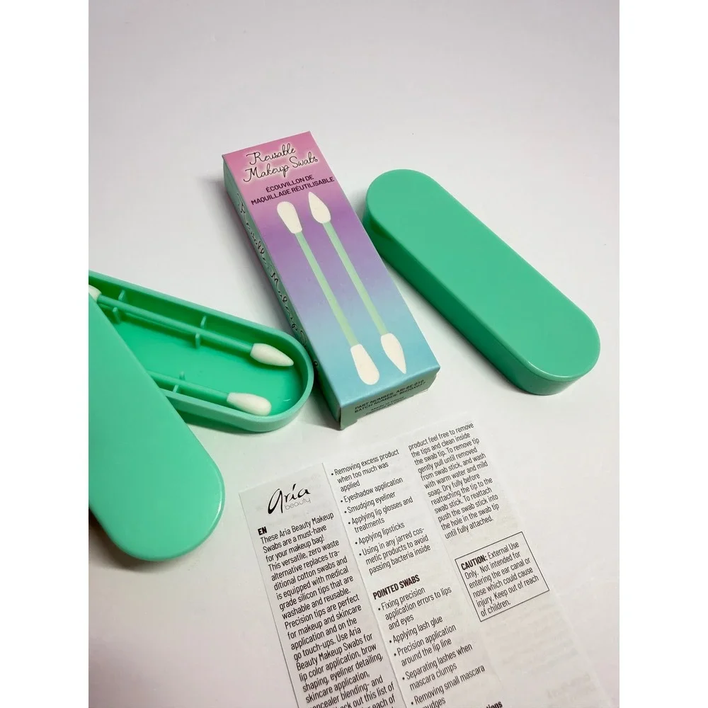 Two Sets of Aria Beauty‎ Reusable Makeup Swabs with Cases and Silicone Tips